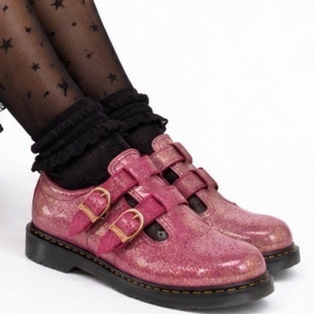 Dr. Martens 8065 Y Pink Glitter Mary Jane Double Strap Shoes 6 Whimsigoth 107-06 - Picture 2 of 16